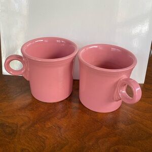 Pair of pink Fiestaware mugs round handle set of 2